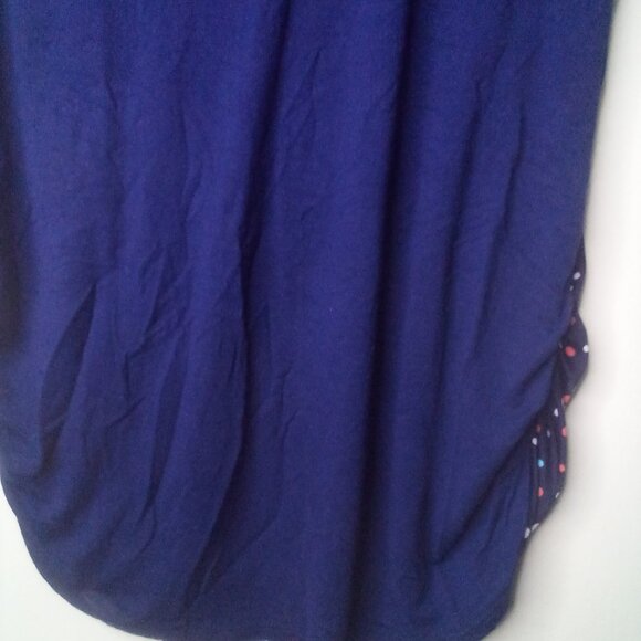 Robin's Nest Shirt Maternity L Short Sleeve Polka Dot Color Block Blue Red - Picture 5 of 15